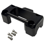 Three metal Digital Gauge Top Clamps for TC Bros. Pro Series Truss Risers in silver, black, and gold are shown with four screws on a white background. Ideal as replacements for Harley Davidson or Pro Series gauge setups. Brand: TC Bros.