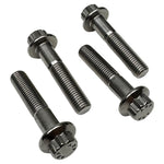 Four TC Bros. Replacement Clamp Bolt Kit bolts with washers arranged diagonally on a white background—perfect for securely assembling TC Bros. Pro Series Truss Risers.