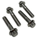 Four TC Bros. Replacement Clamp Bolt Kit bolts with washers arranged diagonally on a white background—perfect for securely assembling TC Bros. Pro Series Truss Risers.