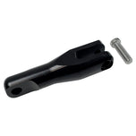 Two TC Bros. Pro Series Gauge Relocation Mount Extensions, one silver and one black, each with a matching screw, display adjustability and American craftsmanship on a white background.
