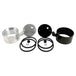 Two cylindrical motorcycle tachometer bezels from TC Bros., including the Pro Series 4 inch Gauge Relocation Bezel for Harley Davidson, in black and silver finishes with similar gauge faces featuring numbers and a red needle.