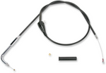 Two Drag Specialties Throttle Cables for 1996-2022 Harley-Davidson, plus two small black cylinders, shown on a white background with text noting compatibility for Big Twin Sportster models.