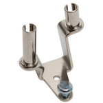 The S&S Cycle S&S Throttle Cable Guide features two angled cylindrical holders, a flat base with mounting holes, and a separate screw—perfect for Harley-Davidson or S&S Super E carburetor throttle cable management.