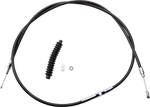 The Drag Specialties Clutch Cable for 2006-2017 Harley-Davidson Big Twin includes a black cable with rubber boot and small parts, compatible with Softail, Dyna (2006-2017), and Touring (2007) models. Quality replacement by Drag Specialties.