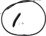 The Drag Specialties Clutch Cable fits 1987-2006 Harley-Davidson Big Twin and 1987-2020 Sportster models. Black with rubber boot and small connector parts.