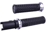 Nine Hart-Luck Lock-on Grips by ODI for Harley-Davidson First Gen Throttle-By-Wire motorcycles, shown in black with assorted colored end caps on a white background, labeled "FIRST GEN TBW" in bold black text.