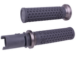 Nine Hart-Luck Lock-on Grips by ODI for Harley-Davidson First Gen Throttle-By-Wire motorcycles, shown in black with assorted colored end caps on a white background, labeled "FIRST GEN TBW" in bold black text.