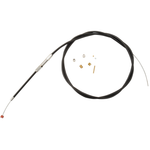 The Barnett Universal Throttle Cable by Barnett is shown in black with a silver connector and several small metal and plastic parts beside it, all displayed on a white background.