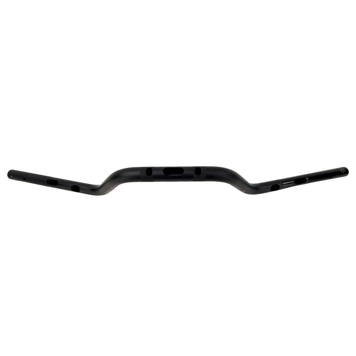 The ODI Podium V-Twin 1-1/8" Moto Handlebar for Harley-Davidson, designed for second generation throttle-by-wire motorcycles, features a black finish with a slight upward and backward sweep, reminiscent of classic moto handlebars.