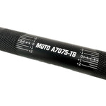 The ODI Podium V-Twin 1" Moto Handlebar for Harley-Davidson Second Generation Throttle-By-Wire Motorcycles features a black finish and slight upward/backward sweep, inspired by V-Twin design, shown on a white background.