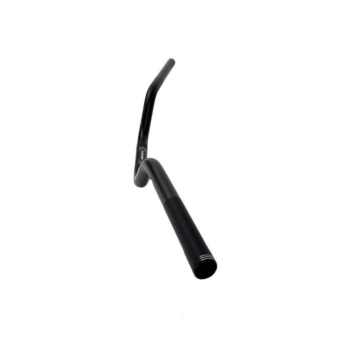 The ODI Podium V-Twin 1" Moto Handlebar for Harley-Davidson Second Generation Throttle-By-Wire Motorcycles features a black finish and slight upward/backward sweep, inspired by V-Twin design, shown on a white background.