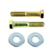 The TC Bros. Handlebar Riser Bolt Kit for Harley-Davidson features two gold hex bolts with partially threaded shafts and two flat washers, displayed on a white background. Brand: TC Bros.
