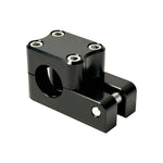 Close-up view of the TC Bros. Pro Series 1" Universal Gauge Mount, a shiny chrome-plated bracket with cylindrical parts by TC Bros., perfect for Harley-Davidson gauge relocation.