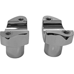 Four HardDrive Forged 2" Risers for Harley-Davidson, designed for 1" handlebars—two in chrome and two in black—are arranged on a white background.