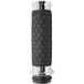 Two black Avon Diamond Contour Grips by Avon Grips, each with a diamond pattern texture—one with chrome ends and one with black ends—compatible with Harley-Davidson First Generation Throttle-By-Wire motorcycles, are shown side view on a white background.
