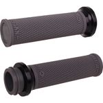 A selection of ODI Ruffian Lock-On Grips For Harley-Davidson First Generation Throttle-By-Wire, offered in a variety of colors and finishes and neatly arranged in rows, with bold "FIRST GEN TBW" text on the right—perfect for Harley-Davidson Throttle-By-Wire models.