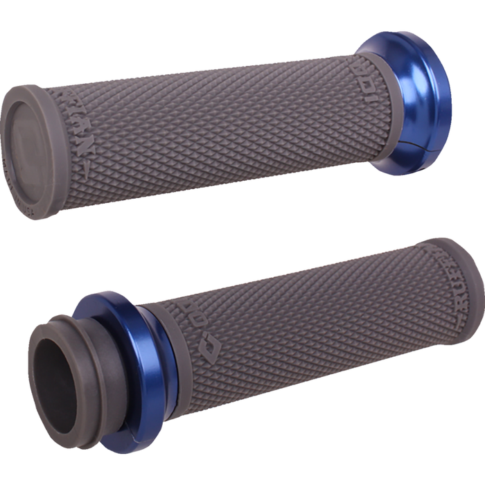 A selection of ODI Ruffian Lock-On Grips For Harley-Davidson First Generation Throttle-By-Wire, offered in a variety of colors and finishes and neatly arranged in rows, with bold "FIRST GEN TBW" text on the right—perfect for Harley-Davidson Throttle-By-Wire models.