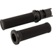 A black cylindrical tube with a flange sits on a white background—the Moto Iron® Throttle Tube for First Generation Harley-Davidson TBW, ideal for Gen 1 models or use with slide-on grips.