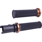 A black cylindrical tube with a flange sits on a white background—the Moto Iron® Throttle Tube for First Generation Harley-Davidson TBW, ideal for Gen 1 models or use with slide-on grips.