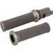 A black cylindrical tube with a flange sits on a white background—the Moto Iron® Throttle Tube for First Generation Harley-Davidson TBW, ideal for Gen 1 models or use with slide-on grips.