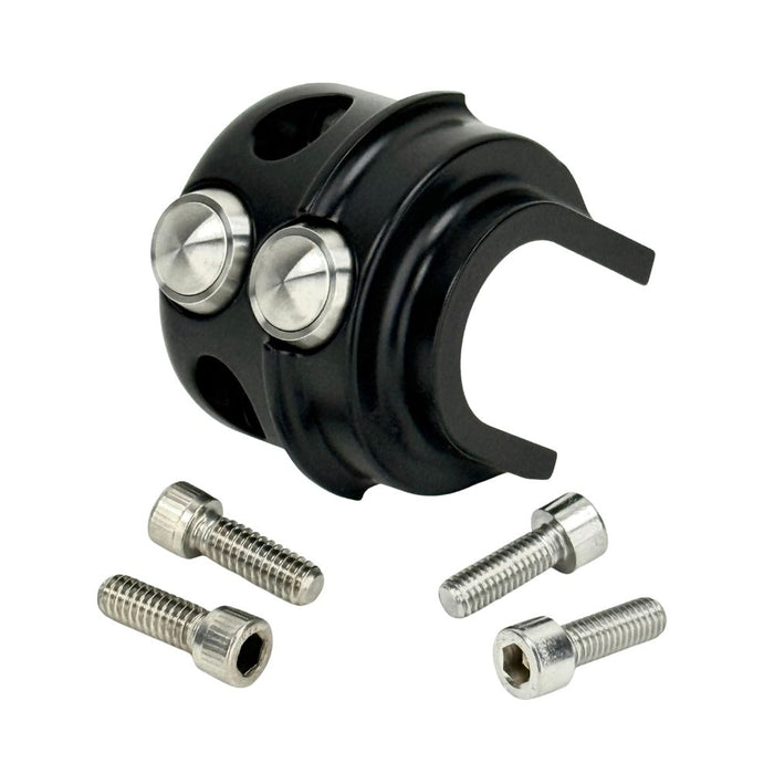 LC Fabrications Gen 2 Clamshell Panels With Integrated Microswitches for 1982-2013 Harley-Davidson, shown with hex screws—perfect for custom switch housings or blanking plates.