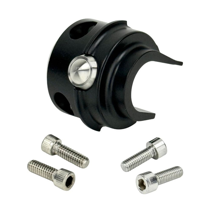 LC Fabrications Gen 2 Clamshell Panels With Integrated Microswitches for 1982-2013 Harley-Davidson, shown with hex screws—perfect for custom switch housings or blanking plates.