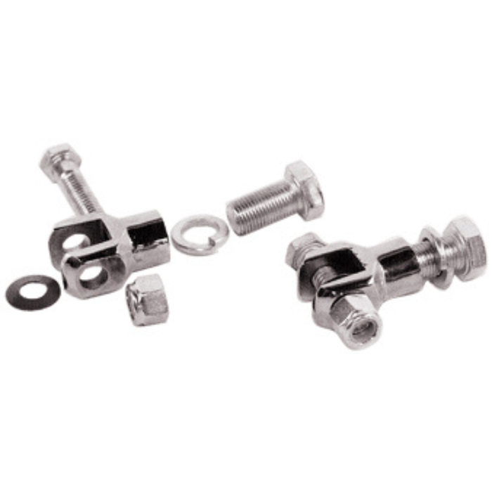 Mid-USA Passenger Footpeg Mounts for 1972-1999 Harley-Davidson Big Twin and Sportster are shown with bolts, nuts, and washers on a white background.