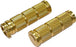 Five pairs of Moto Iron® Knurled Billet Grips for Harley-Davidson, in gold, silver, and black, are arranged on a white background.
