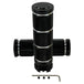 Three Moto Iron® Knurled Billet Grips for Harley-Davidson in silver, black, and gold are shown upright against a white background.