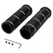 Three Moto Iron® Knurled Billet Grips for Harley-Davidson in silver, black, and gold are shown upright against a white background.