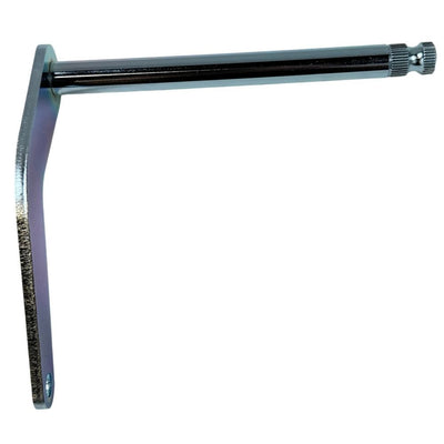 The Moto Iron® Mid Control Shifter Shaft for 1991-2005 Dyna Models (OEM #34621-90) features a metal lever with a bent arm, a cylindrical rod crafted from hardened steel, a small hole at the top, and a textured grip at the bottom.