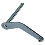 The Moto Iron® Shifter Shaft is a metal L-shaped bracket with a cylindrical rod and adjustment knobs, designed for 2006-2017 Harley-Davidson Dyna models with mid controls.