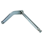 The Moto Iron® Mid Control Shifter Shaft for 2006-2017 Dyna Models (OEM #34621-06) features a metal bracket with a long cylindrical rod extending from a bent, flat plate, making it ideal for Dyna Models and Mid Control Shifter setups.