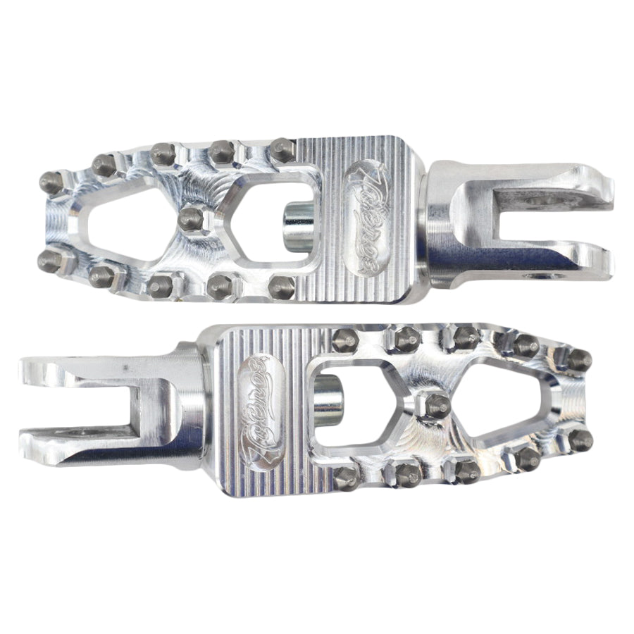 A pair of TC Bros. Pro Series MX Lite Rider Foot Pegs for 2018-newer Harley Softail & Pan America on a white background.