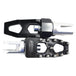 Three TC Bros. Pro Series MX Lite Foot Pegs for Harley Davidson models, featuring metallic spiked surfaces, are arranged side by side in silver, black, and gold.