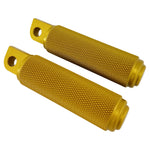 Three pairs of TC Bros. Nomad Footpegs for Harley-Davidson in silver, black, and gold are shown with bold text "Harley-Davidson Male Mount"—the perfect motorcycle footpegs for your ride.
