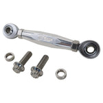 TC Bros. Pro Series Adjustable Brake Linkages for 2018-up Harley-Davidson Softail—set of three in gold, black, and silver—each features engraved logos, ball joints at both ends, and comes with four bolts and washers.