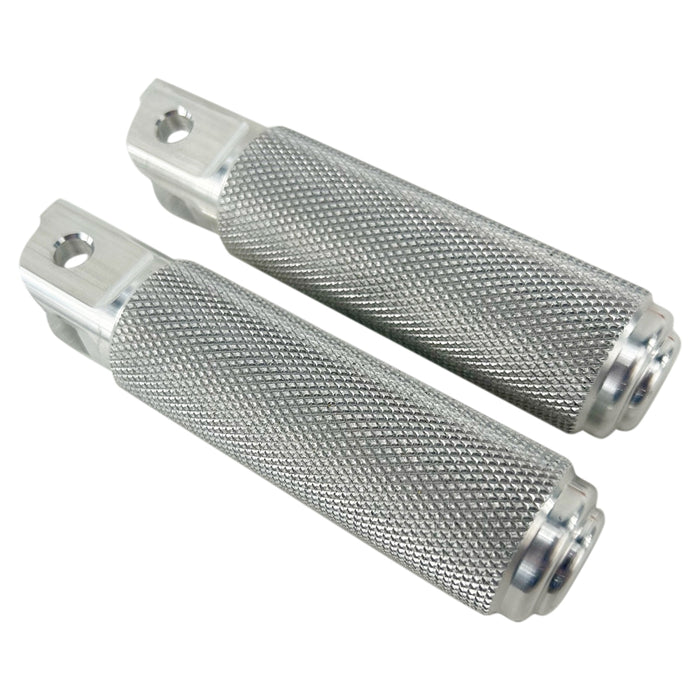 A pair of TC Bros. Nomad Rider Foot Pegs fits 2018-up Harley Softail M8 & Pan America with mounting brackets, likely made of CNC machined aluminum, positioned against a white background.