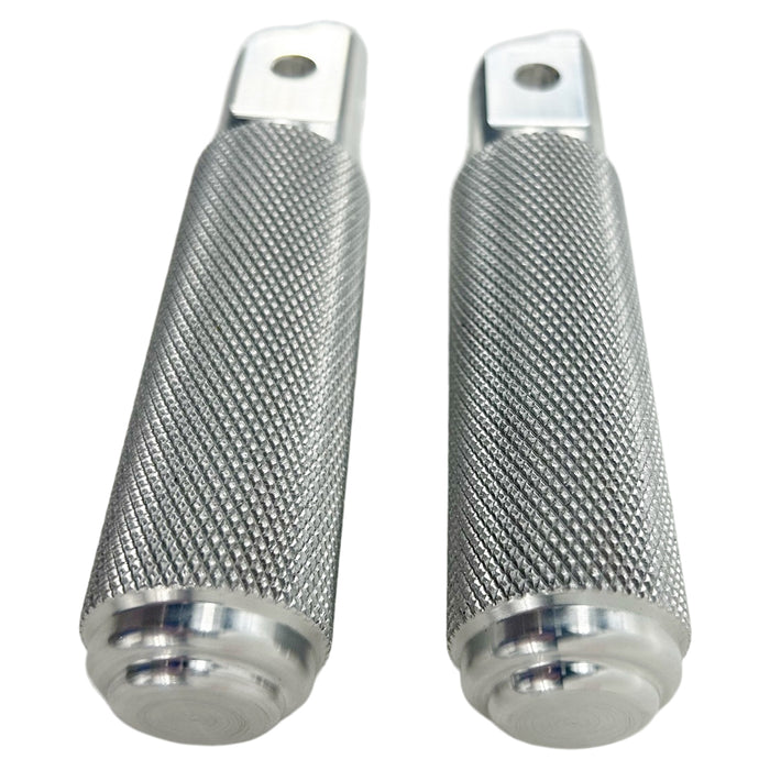 A pair of TC Bros. Nomad Rider Foot Pegs fits 2018-up Harley Softail M8 & Pan America with mounting brackets, likely made of CNC machined aluminum, positioned against a white background.