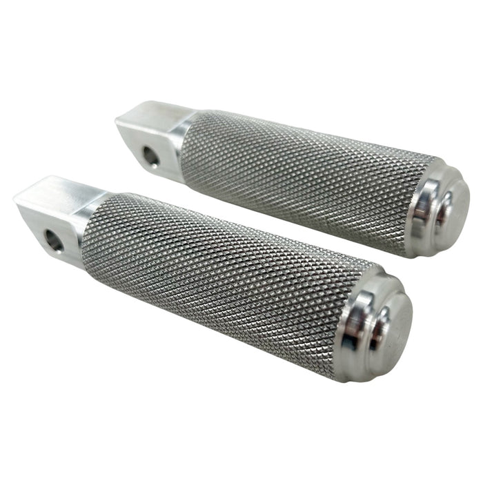 Two TC Bros. Nomad Passenger Foot Pegs fits 2018-up Harley Softail M8 & Pan America, crafted from aircraft grade aluminum with textured grips, are placed side by side on a white background.