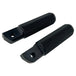 Two black, textured metal handles with flat ends, CNC machined aluminum for durability, stand upright against a white background. These TC Bros. Nomad Passenger Foot Pegs fits 2018-up Harley Softail M8 & Pan America - Black are designed to fit perfectly on your Harley Softail M8.