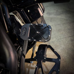 Three TC Bros. Pro Series MX Brake Pedal Pads for 1984-Up Harley-Davidson Touring in silver, black, and gold, each with a bolt-studded X-pattern—ideal for upgrading your Harley Bagger brake pedal pad.