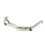 Two TC Bros. Pro Series Truss Brake Pedals, crafted from billet aluminum—one in silver and the other in black—feature geometric cutout designs inspired by a truss brake arm and secure hex bolt attachments, arranged diagonally on a white background; designed specifically for 1999-2017 Harley-Davidson Dyna models.