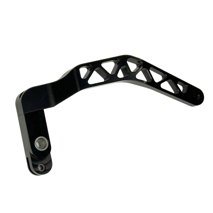 The TC Bros. Pro Series Truss Brake Pedal fits 1991-2017 Harley-Davidson Dyna models, featuring a billet aluminum construction with cut-out triangular patterns and mounting holes.