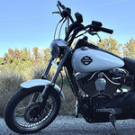 Two billet aluminum TC Bros. Pro Series Truss Shift Levers for 1991-2017 Harley-Davidson Dyna, one black and one silver, with cutout geometric patterns, are displayed on a white background—perfect for your next CNC machined upgrade.