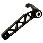 The TC Bros. Pro Series Truss Brake Arm is a 6061-T6 aluminum upgrade for 2018-up Harley-Davidson Softail brake pedals, featuring triangular cutouts and a circular mounting hole—available in silver or black.