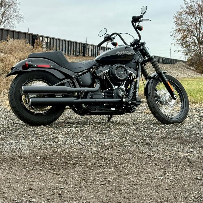 The TC Bros. Pro Series Truss Brake Arm is a 6061-T6 aluminum upgrade for 2018-up Harley-Davidson Softail brake pedals, featuring triangular cutouts and a circular mounting hole—available in silver or black.