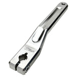 Two silver-finished metal bicycle crank arms, each with a slot and hole for attachment—crafted with the same precision as the TC Bros. Pro Series Shift Lever for 1982-Up Harley-Davidson Big Twin.