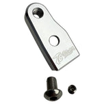 The TC Bros. Pro Series Easy Shift Lever Extension for Harley-Davidson Big Twin—Twin Cam includes silver and black metal brackets with threaded holes, engraved logos, and screws. Fits Touring, Dyna, and Softail models.