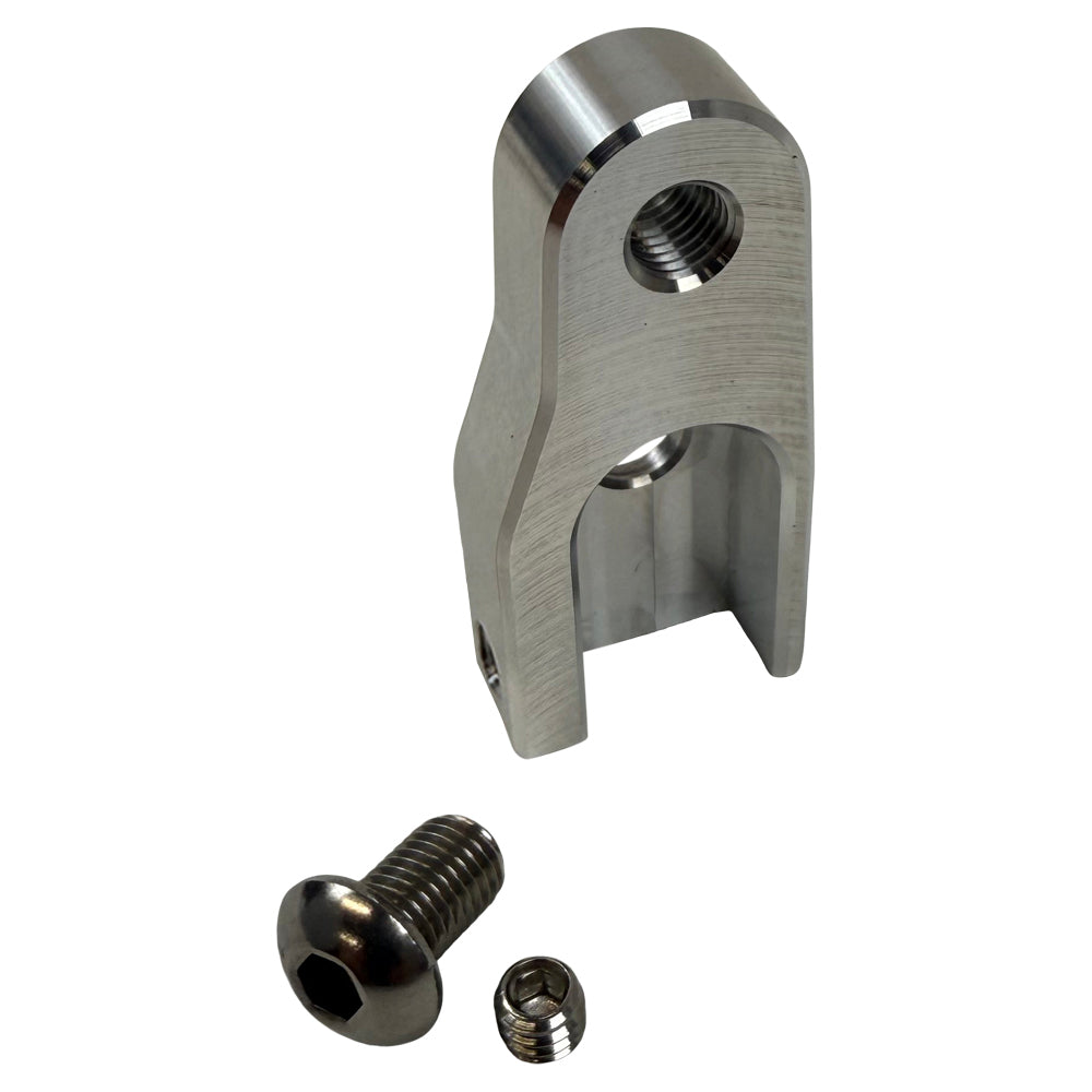 The TC Bros. Pro Series Easy Shift Lever Extension for Harley-Davidson Big Twin—Twin Cam includes silver and black metal brackets with threaded holes, engraved logos, and screws. Fits Touring, Dyna, and Softail models.
